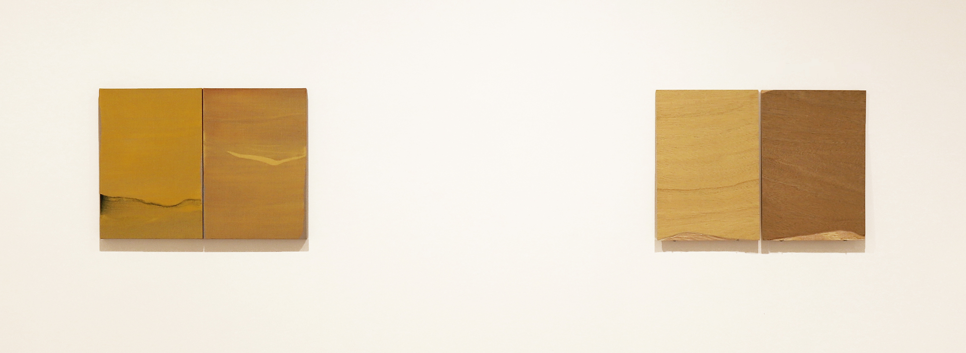 Vista de serie dispecto duo y origo. 2018. Acrílico, lino y madera. 50 x 68 cm. Nico Munuera
